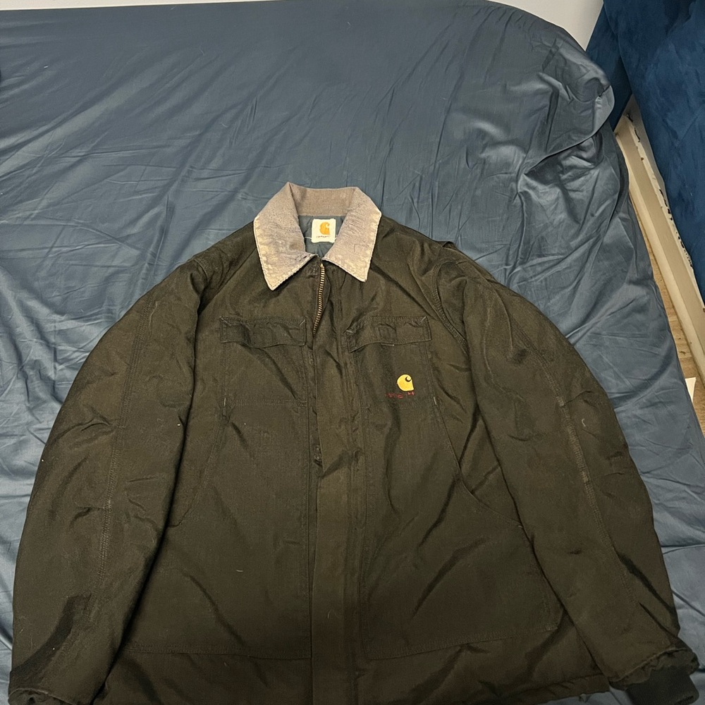 Carhartt Black Military Field Jacket with Distressed Collar